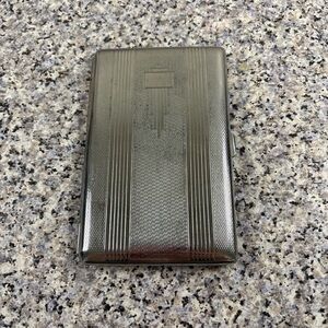 Vintage Silver Colored Metal Cigarette Case 5”x3”